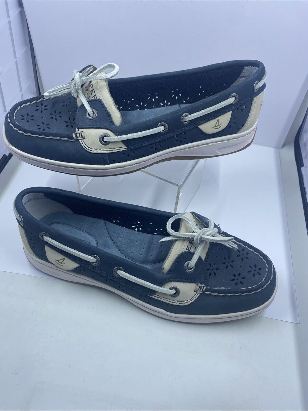 Sperry Top Slider Blue/Gray/White 9265919 Boat Shoe US Women's Size 6M - Picture 3 of 11